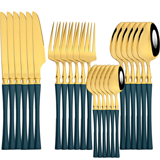 Cutlery Sets Mirror Stainless Steel Dinnerware Set Knives Forks Teaspoon Tableware