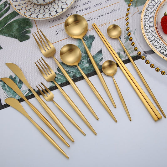 Gold Cutlery Set Forks Knives Spoons 18/10 Stainless Steel Dinnerware Set