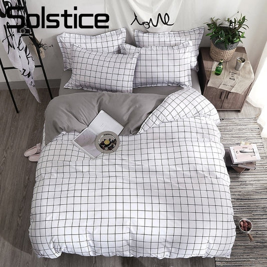 Black Lattice Duvet Cover Pillowcase Bed Sheet