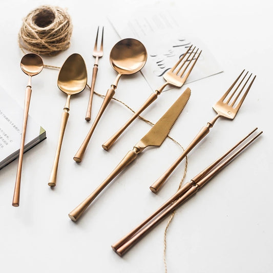 Luxury Rose Golden Cutlery Set 304 Stainless Steel Colored Dinner Knife