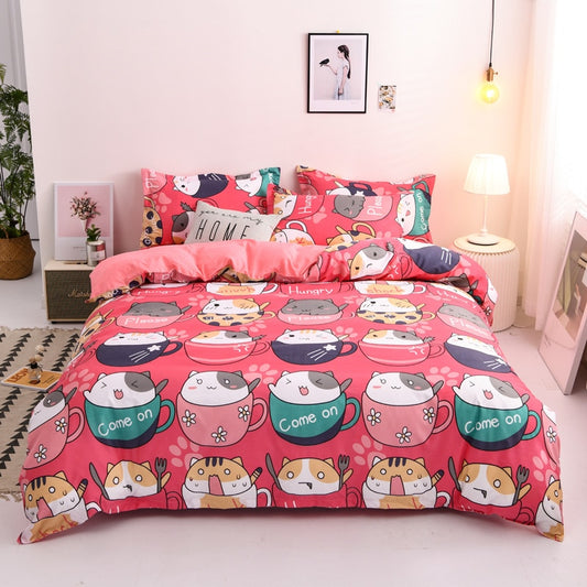 Cute cartoon Duvet Cover Bed Euro Bedding Set