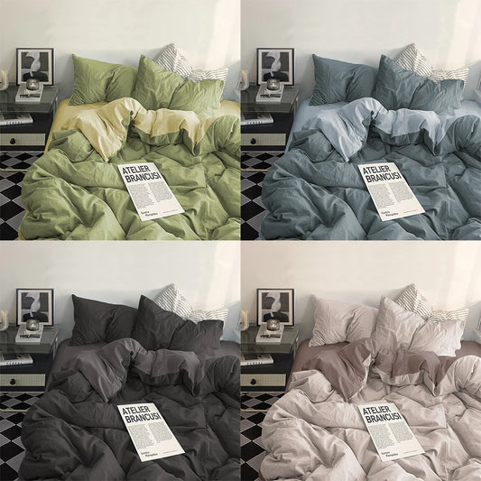 Bed Linen Bedding set Washed Cotton Four-Piece Bed Sheets Set Comfort